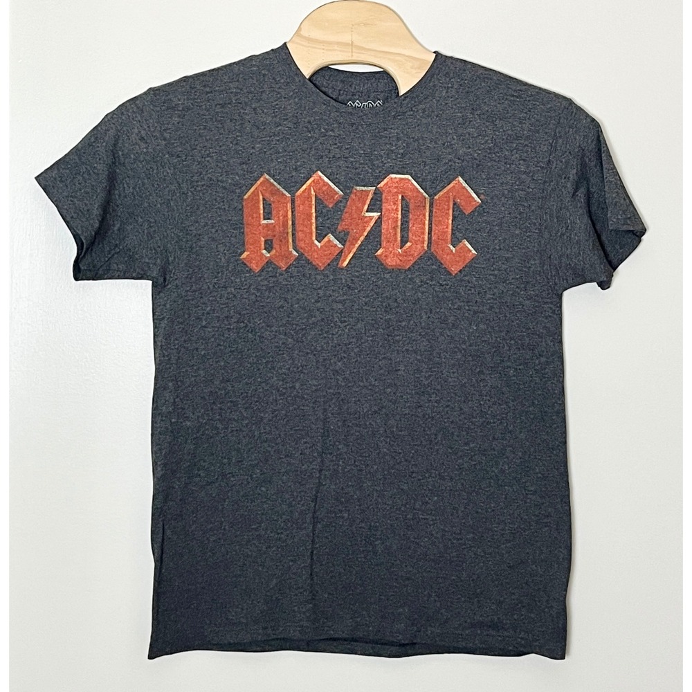 ACDC‎ Graphic T-Shirt Men's Medium Charcoal Heather Gray Rock Band Logo Music